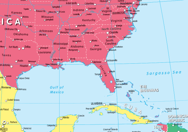 Children's political map of North America