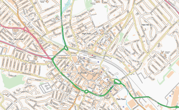 Luton and Dunstable Street map