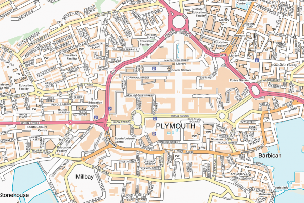 Plymouth Street map