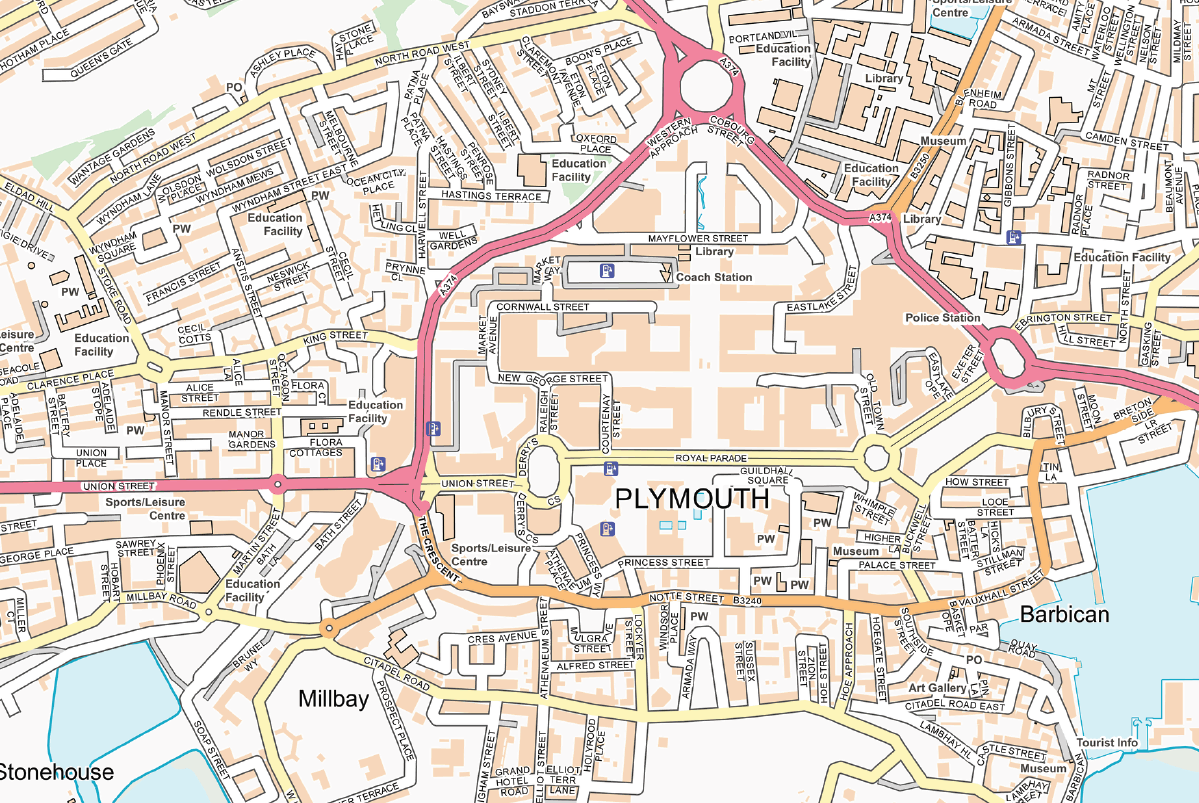 tourist map of plymouth uk