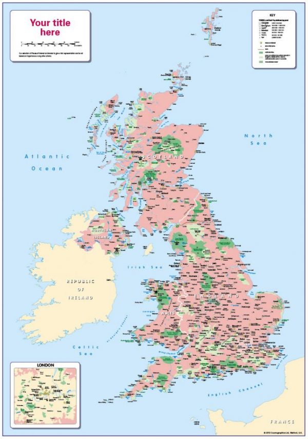 Personalised Children's map of 100 Places to Visit in the UK