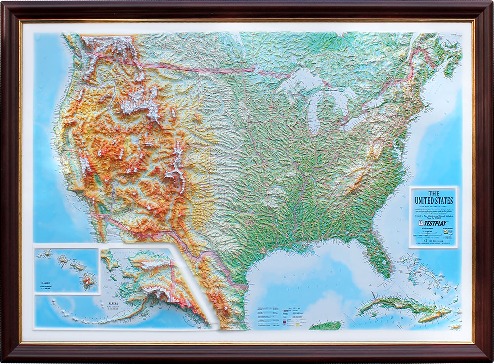 3d Raised Relief Map Of Usa Free Delivery In The Uk Cosmographics Ltd