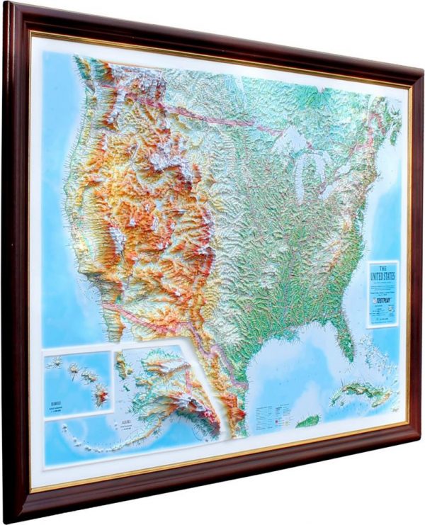 3D raised relief map of USA (Free delivery in the  UK)