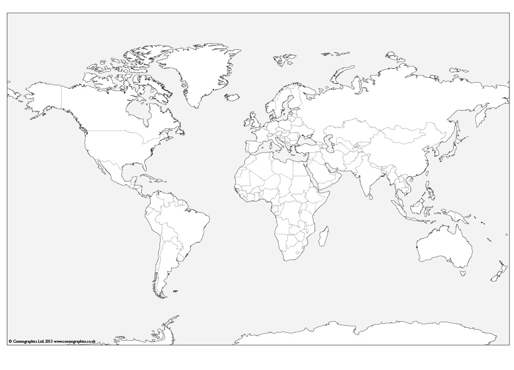 Free Outline Map Of The World Cosmographics Ltd