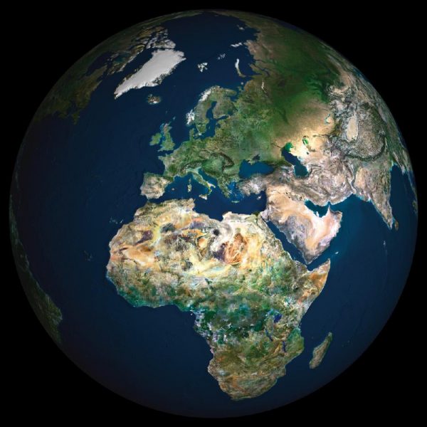Satellite image of Europe and Africa globe