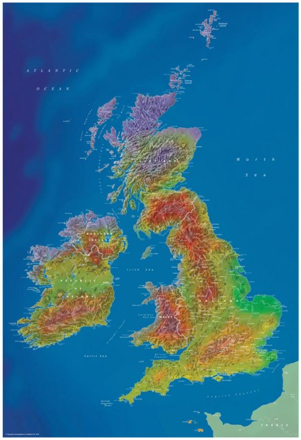 Canvas Artistic British Isles Map (UK free delivery)