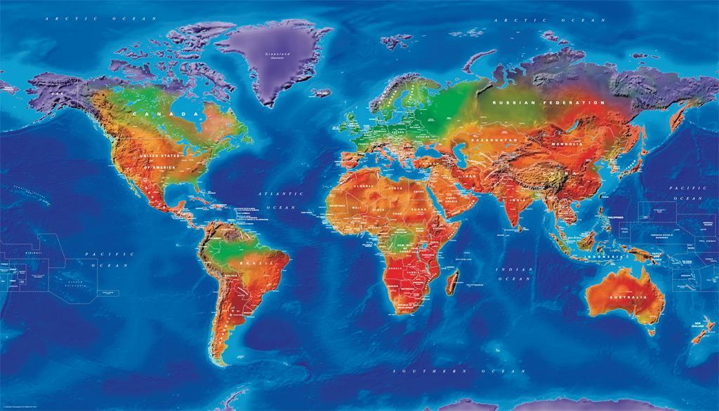 World Map Natural Colours Cosmographics Ltd