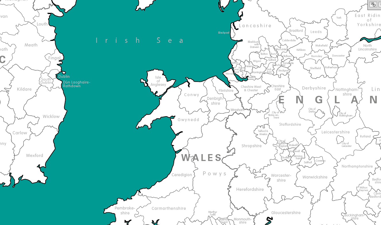 Retro British Isles counties Map