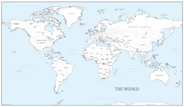 Big detailed world colouring map