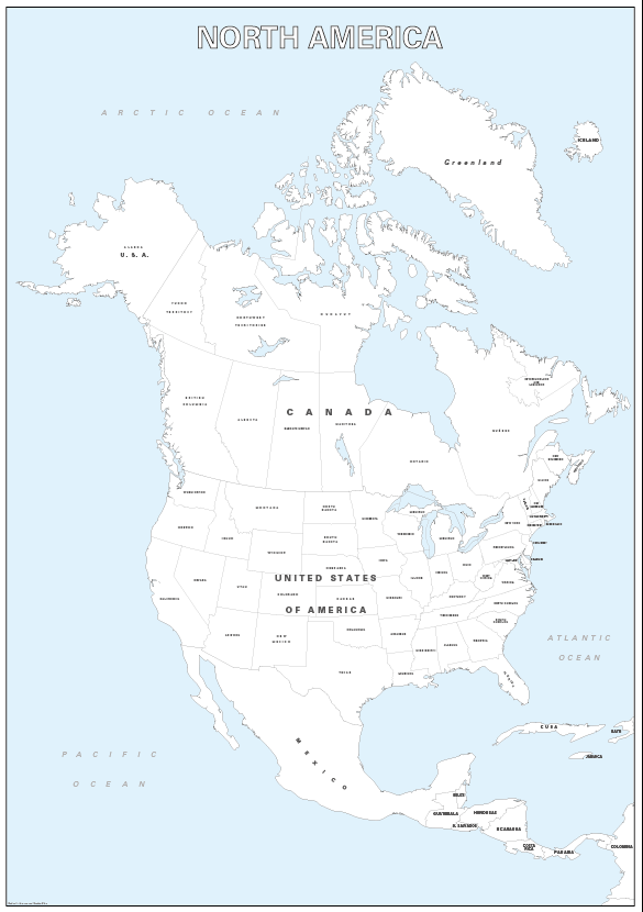 Big North America colouring map