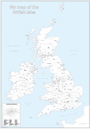 Big personalised Britain and Ireland colouring map