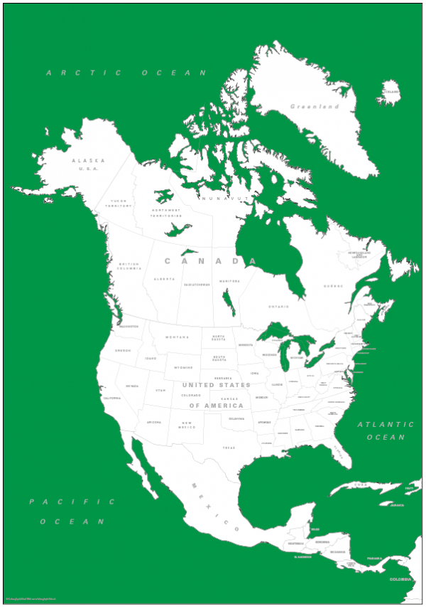 Canvas coloured North America Map (UK free delivery)