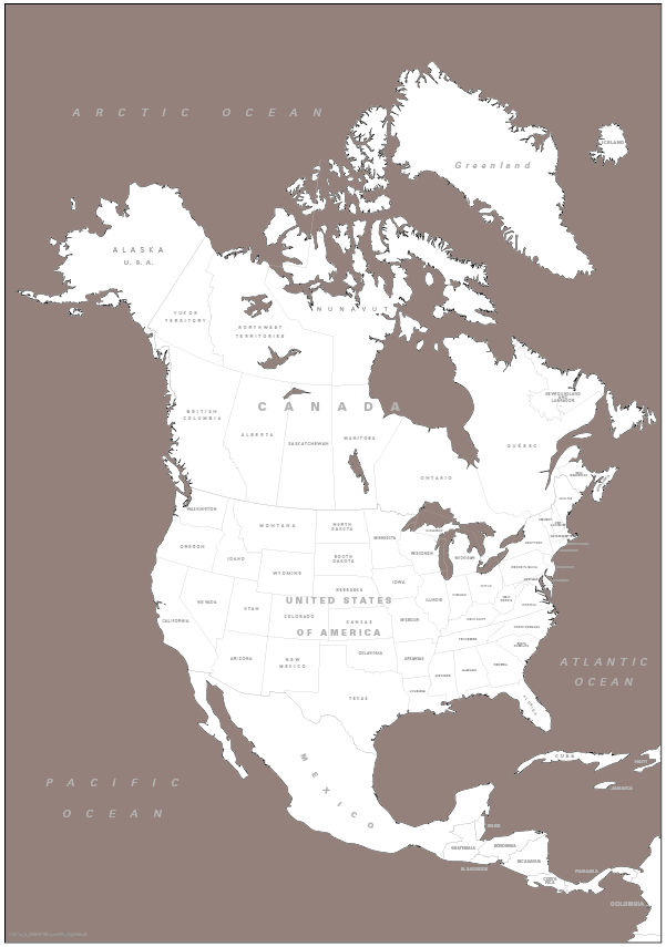 Retro North America Map