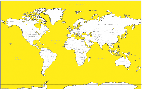 Canvas coloured Political World Map (UK free delivery)