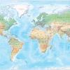 Canvas World map in natural colours - huge (UK free delivery)