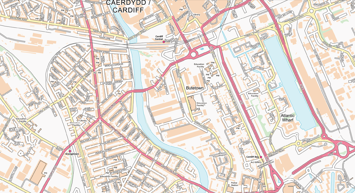 Cardiff Street map Cosmographics Ltd