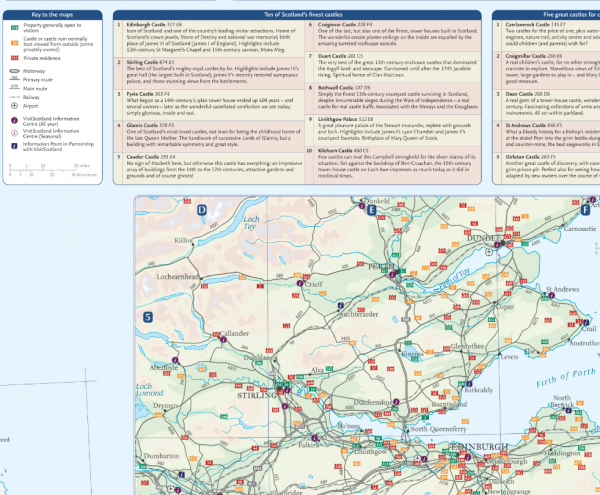 Castles map of Scotland