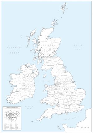 British Isles counties colouring map (self adhesive textile)