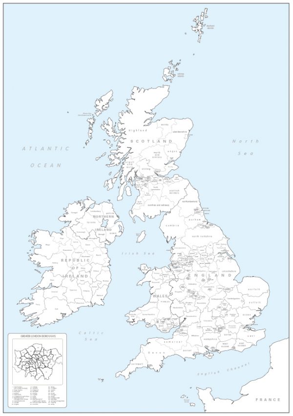 British Isles counties colouring map (self adhesive textile)