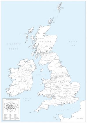 British Isles counties colouring map