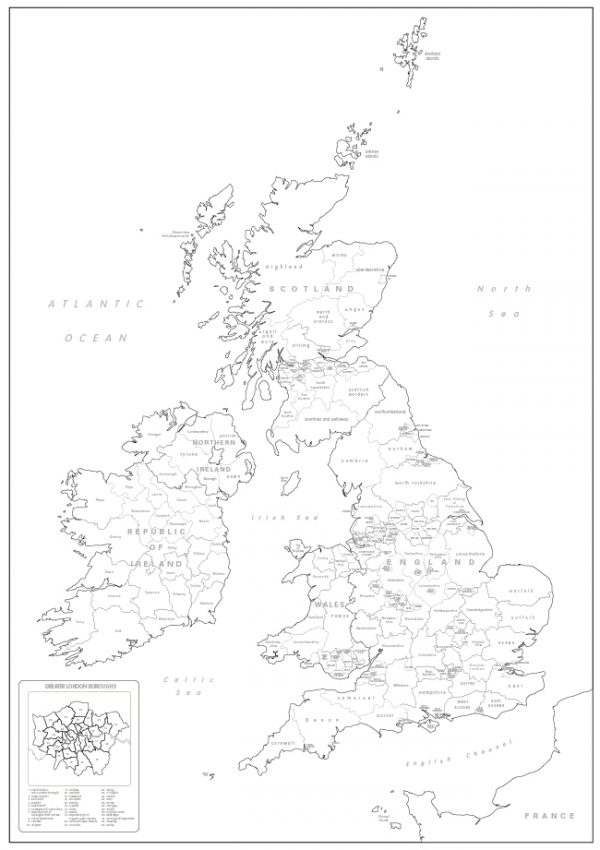 British Isles counties colouring map (self adhesive textile)