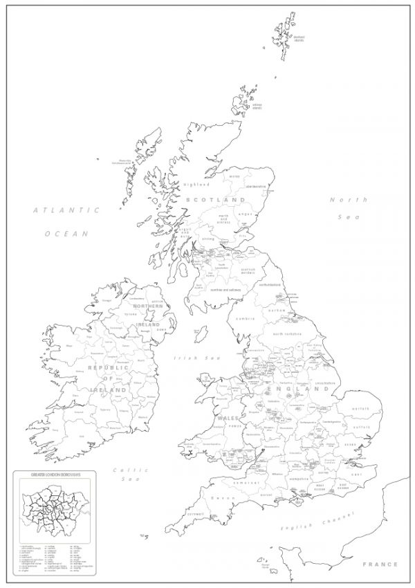 British Isles counties colouring map