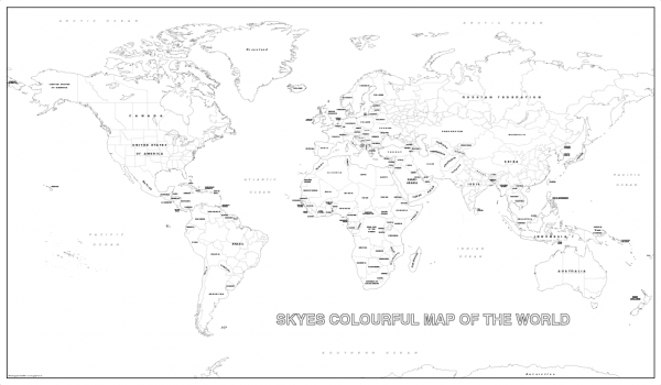 Big detailed personalised world colouring map