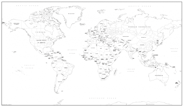 Big detailed world colouring map