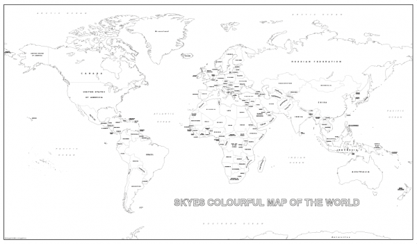 Big personalised world colouring map