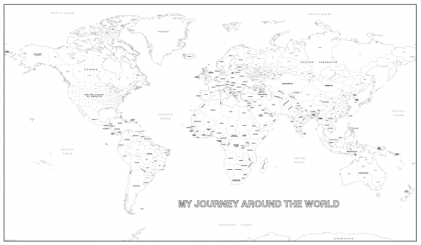 Giant detailed personalised world colouring map