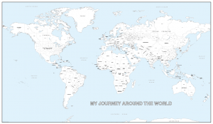 Giant detailed personalised world colouring map