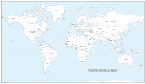 Large detailed personalised world colouring map