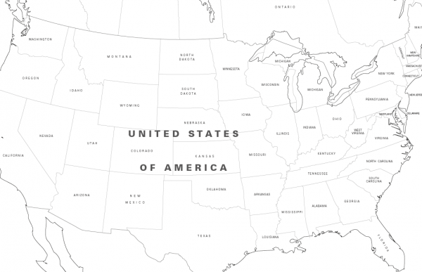 Large North America colouring map