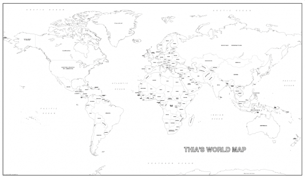 Large personalised world colouring map