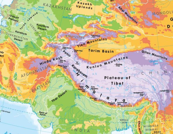 Physical map of Asia