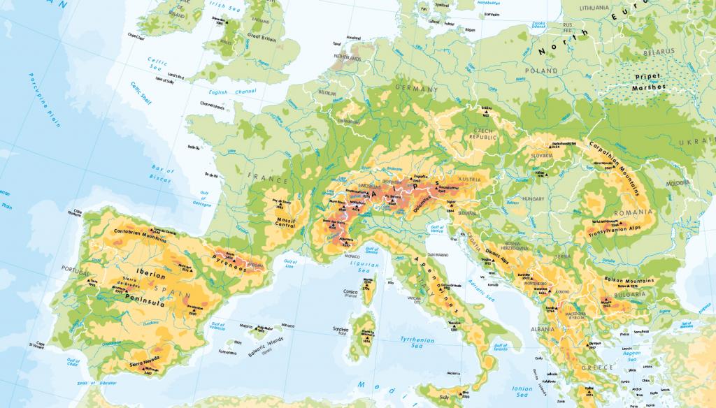 Physical map of Europe - small wall map