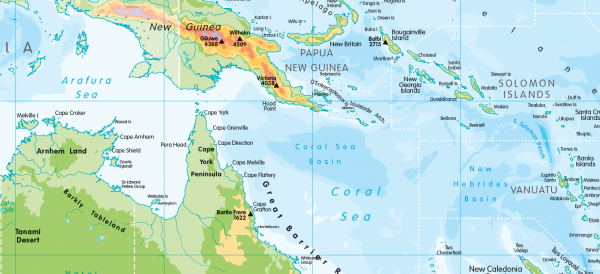 Children's physical map of Oceania