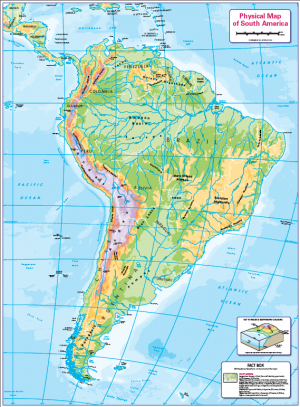 Children's physical map of South America