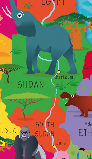 Children's Picture Africa Map - Large