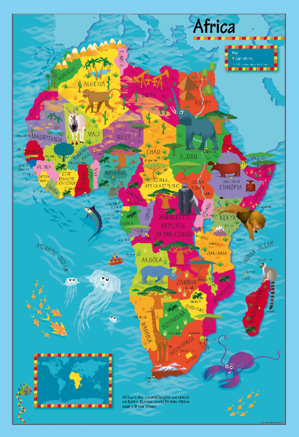 Children's Picture Africa Map - Large