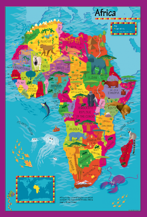 Children's Picture Africa Map - Large