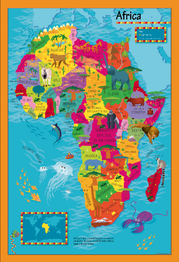 Children's Picture Africa Map - Large