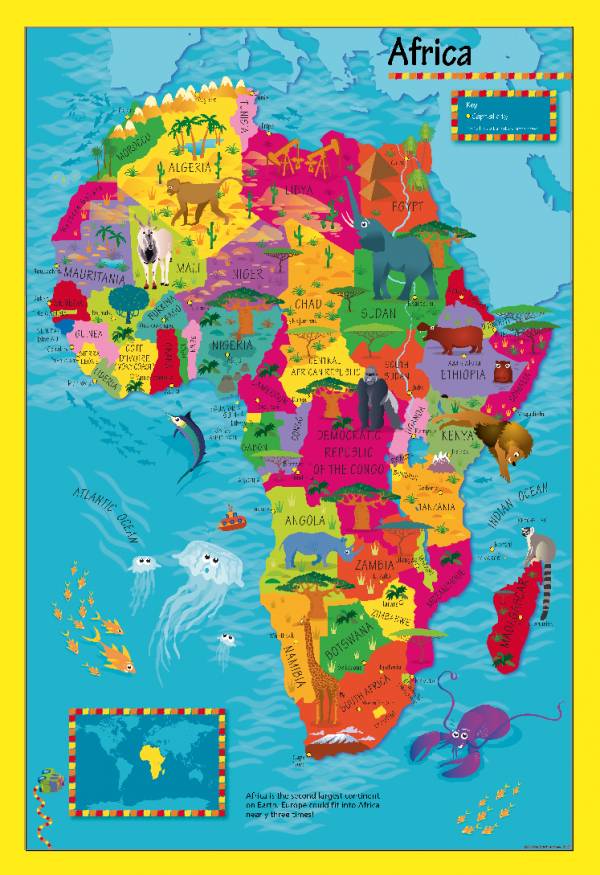 Children's Picture Africa Map - Large