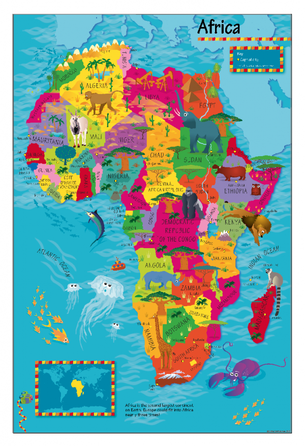 Children's Picture Africa Map - Large