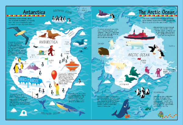 Children's Picture Arctic and Antarctic Map - Large