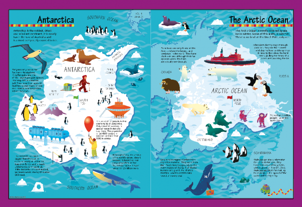 Children's Picture Arctic and Antarctic Map - Large