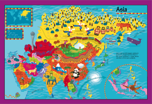 Children's Picture Asia Map - Large