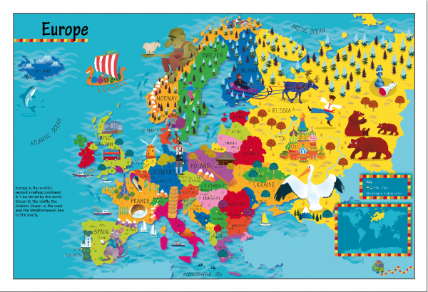 Children's Picture Europe Map - Large