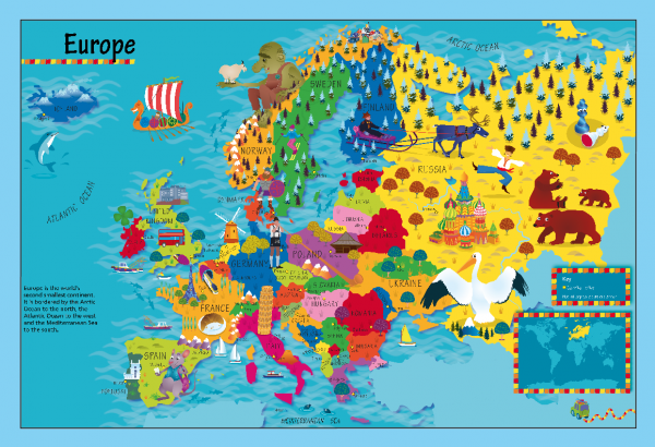 Children's Picture Europe Map - Large