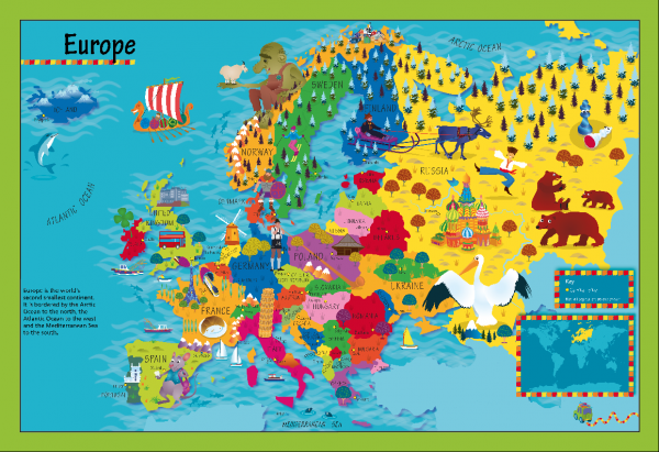 Children's Picture Europe Map - Large